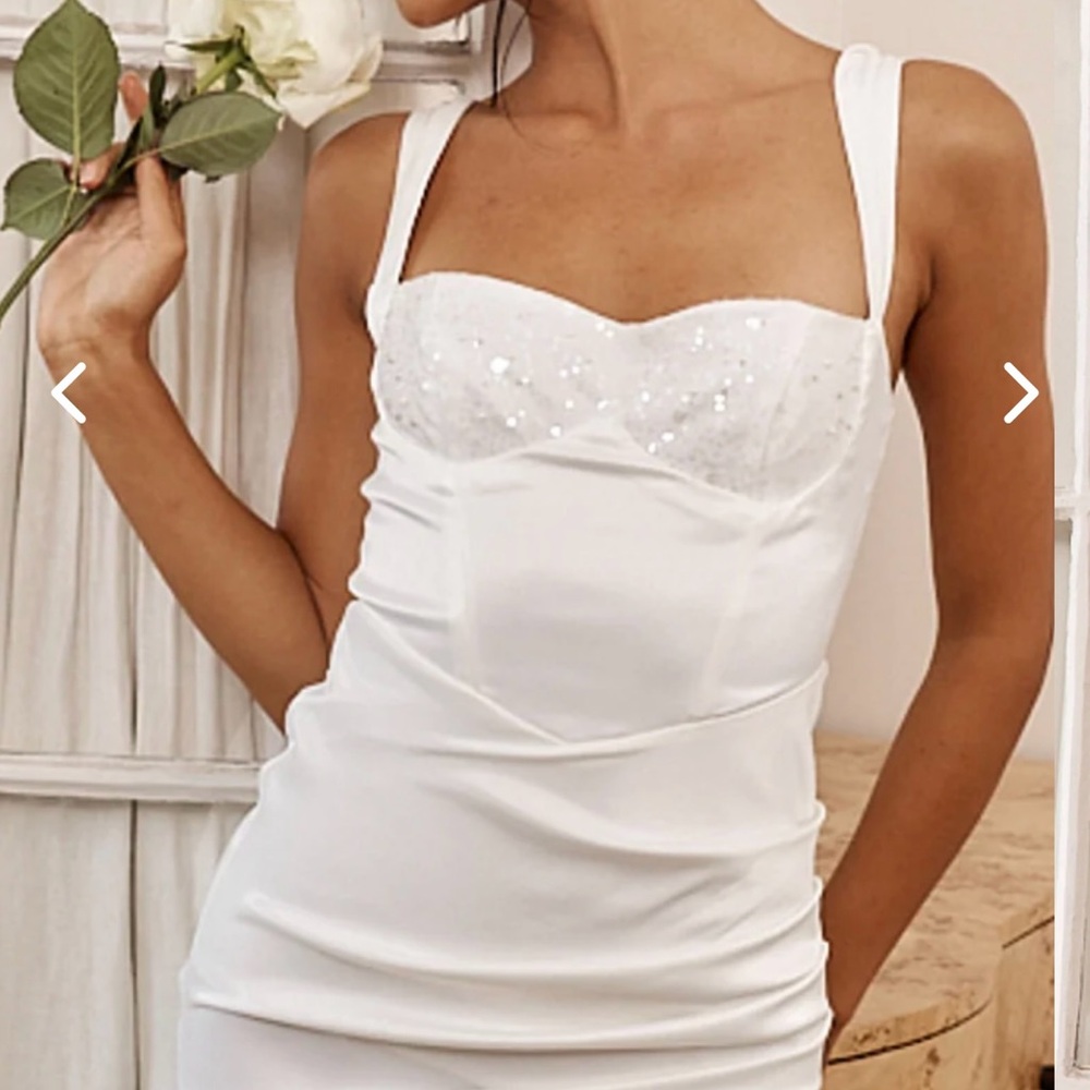 Elegant White Sequin Bustier Dress